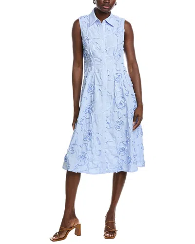 Gracia Lace Detail Sleeve Button Down A-line Dress In Multi