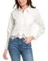 Gracia Lace Hem Button-down Shirt In White