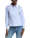 Gracia Lace Trim Shirt In Blue