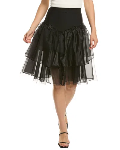 Gracia Layered Organza Skirt In Black