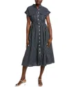 Gracia Linen-blend A-line Dress In Blue