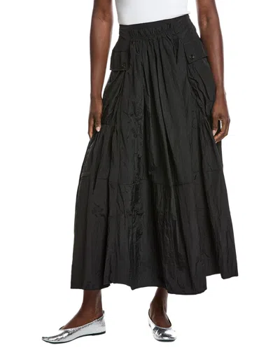 Gracia Long Parachute Cargo Skirt In Black