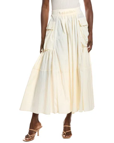 Gracia Long Parachute Cargo Skirt In White