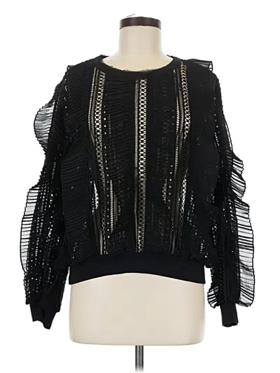 Pre-owned Gracia Long Sleeve Blouse In Black