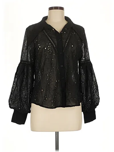 Pre-owned Gracia Long Sleeve Blouse In Black