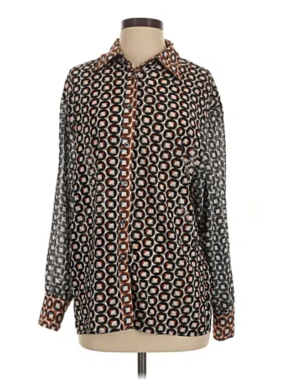 Pre-owned Gracia Long Sleeve Blouse In Brown