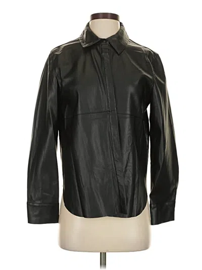 Pre-owned Gracia Long Sleeve Top Black Collared Neckline Tops