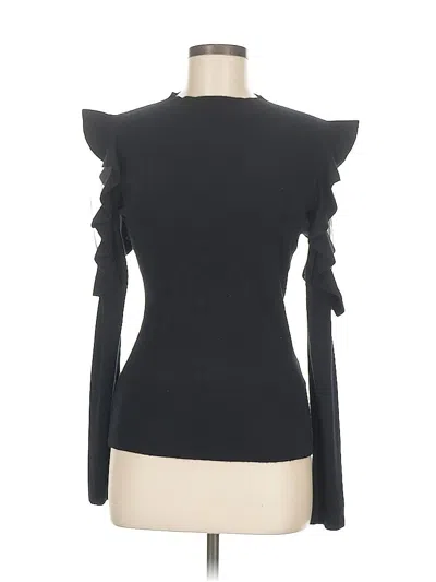 Pre-owned Gracia Long Sleeve Top Black Ruffles Neckline Tops