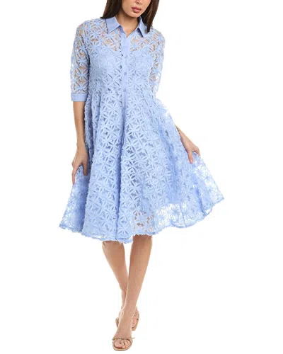 Gracia Mesh Embroidered Shirtdress In Blue