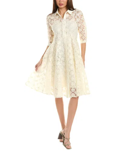 Gracia Mesh Embroidered Shirtdress In White