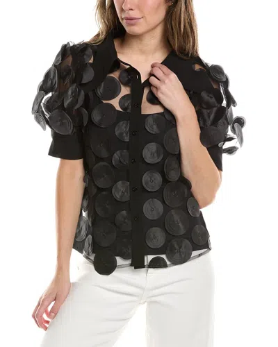 GRACIA MESH SPLICED POLKA DOT TOP