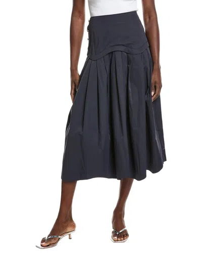 Gracia Midi Length Pleated Skirt In Black