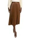 Gracia Faux Leather Pleated Midi Skirt