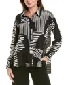 Gracia Contrast Stripe Button Front Shirt In Black
