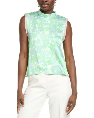 Gracia Open Back Satin Top In Green