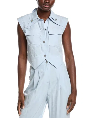 Gracia Open V-bottom Hem Sleeveless Top In White