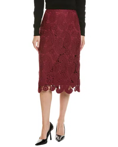 Gracia Paisley Lace Midi Pencil Skirt In Brown