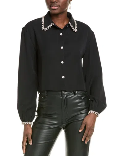 Gracia Pearl Beaded Crop Top In Black