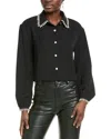 Gracia Pearl Beaded Crop Top In Black