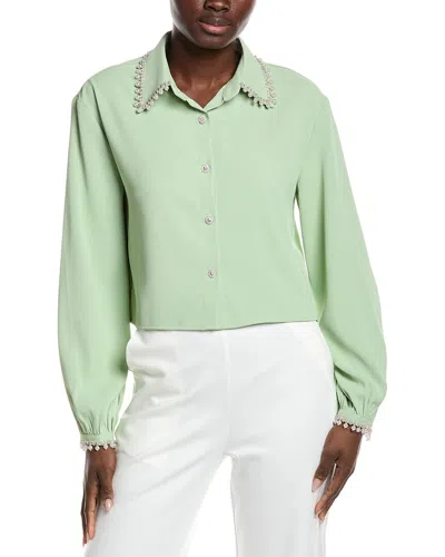 Gracia Pearl Beaded Crop Top In Green