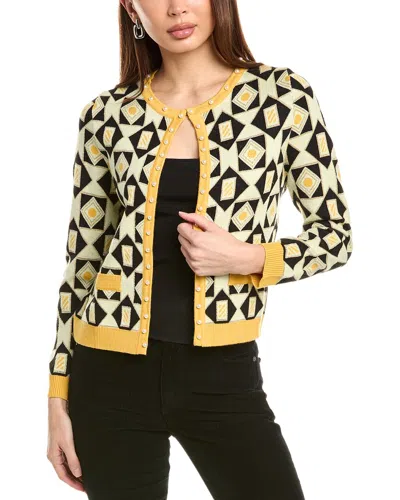 Gracia Pearl Trim Cardigan In Multi