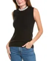 Gracia Pearly Neckline Knit Tank In Black