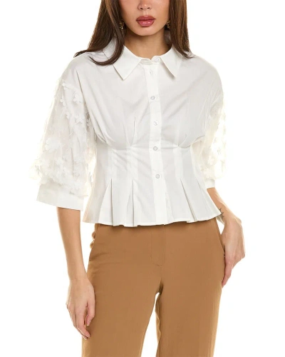 Gracia Pleated Cropped Shirt In White