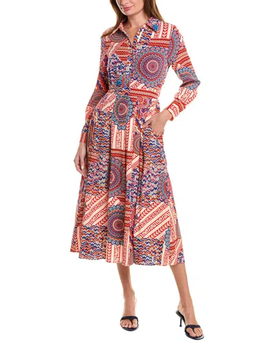 Gracia Pleated Midi Dress In Red