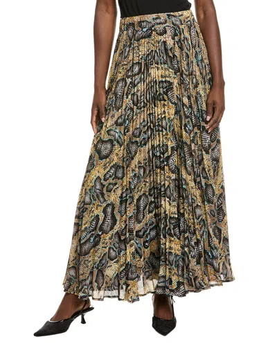 Gracia Pleated Midi Skirt In Black