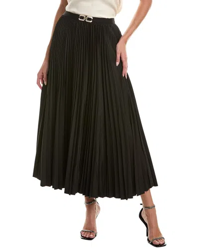 Gracia Pleated Midi Skirt In Black