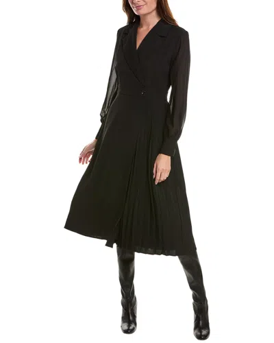 Gracia Pleated Panel Wrap Dress In Black