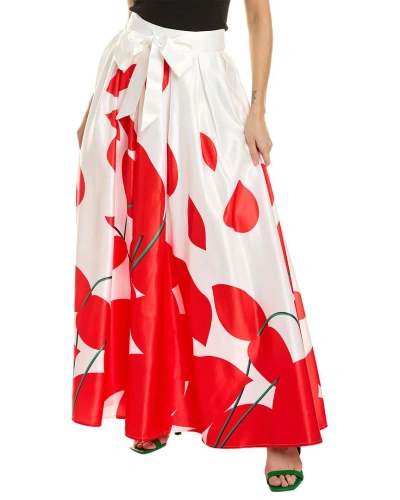 Gracia Pleated Satin Maxi Skirt In Multi