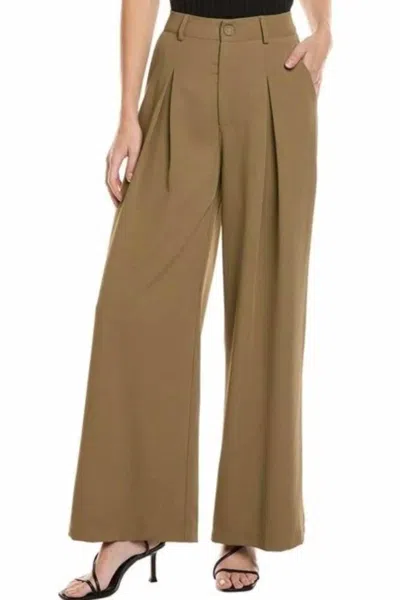 Gracia Pleated Wide Legs Trousers In Olive In Brown
