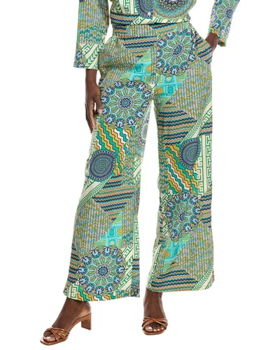 Gracia Print Wide Leg Set Pant In Green