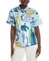 Gracia Printed Button Down Top In Multi