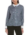 Gracia Printed Collared Shirt In Blue