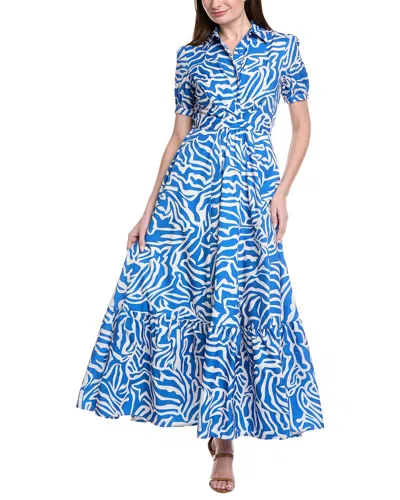 Gracia Printed Maxi Shirtdress In Blue