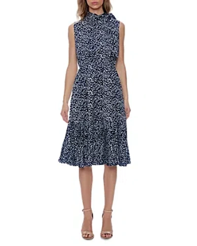 Gracia Printed Sleeveless Tiered Dress In Navy