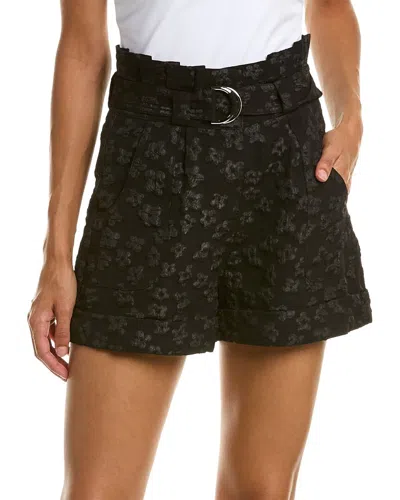 Gracia Puckered Floral Short In Black