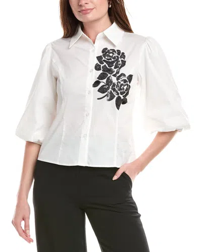 Gracia Puff Sleeve Shirt In White In Neutral