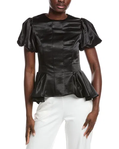 Gracia Puffed Sleeve Ruffle Bottom Top In Multi