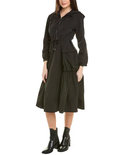 Gracia Rain Coat Midi Dress In Black