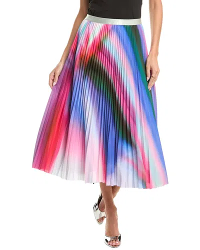 Gracia Rainbow Pleated Skirt In Blue