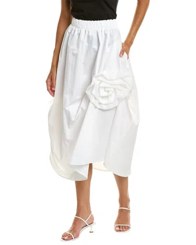 Gracia Rose Applique Skirt In White