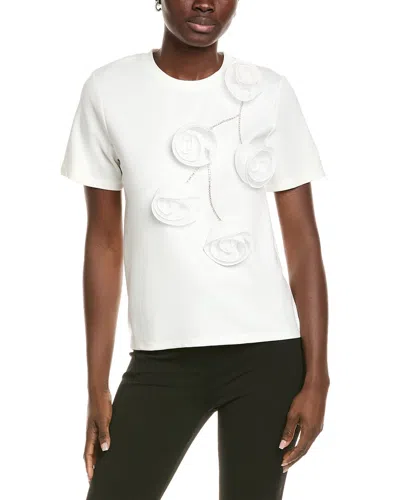 Gracia Rose Applique T-shirt In White
