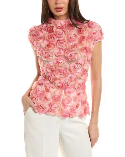 Gracia Rose Detail Cap Sleeve Top In Pink