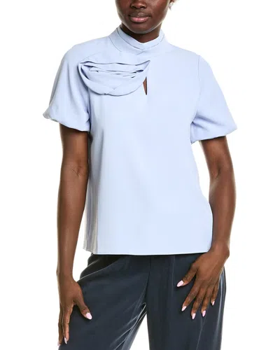 Gracia Rose Detail Puff Sleeve Top In Blue