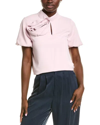 Gracia Rose Detail Puff Sleeve Top In Pink