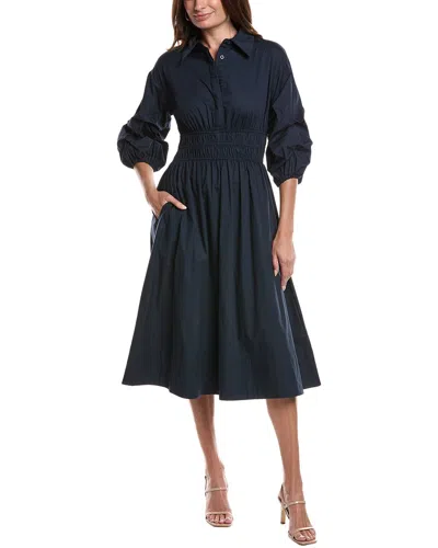 Gracia Ruched A-line Dress In Blue