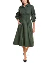 Gracia Ruched A-line Dress In Green